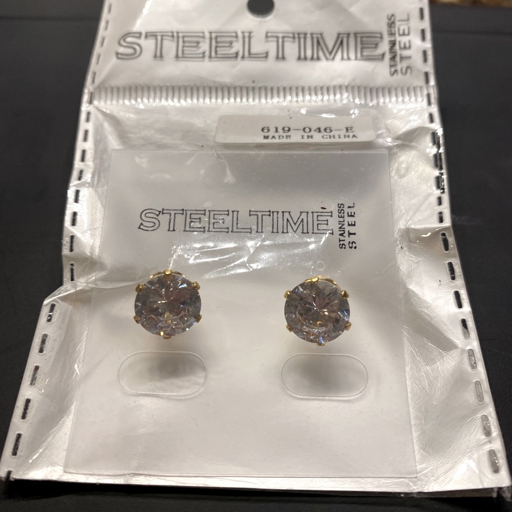 18k Gold Plated Simulated Diamond Stud Earrings